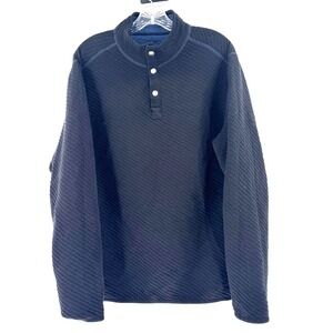 Tommy Bahama Mens T223090 Quilt To Last Snap Sweater Large Reversible Black Blue